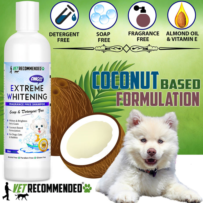 OMG Extreme Dog Whitening Shampoo - Coconut Based -  No Harsh Soaps or Detergents - 16oz/473ml