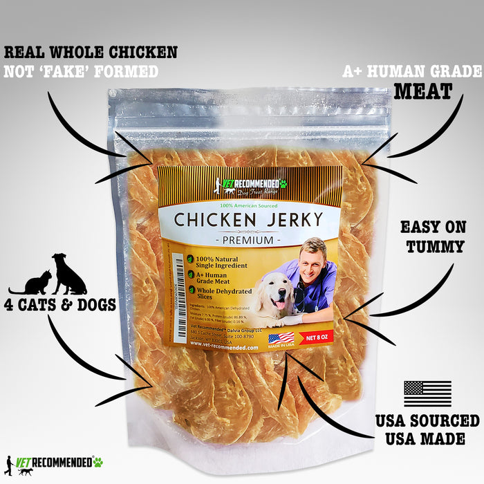 Chicken Jerky for Dogs - Single Ingredient - No Preservatives - Whole Dehydrated Chicken (8oz)