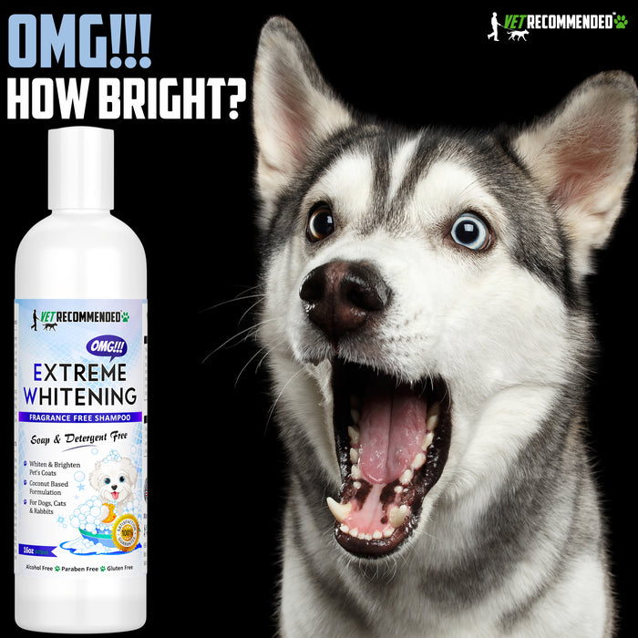 OMG Extreme Dog Whitening Shampoo - Coconut Based -  No Harsh Soaps or Detergents - 16oz/473ml