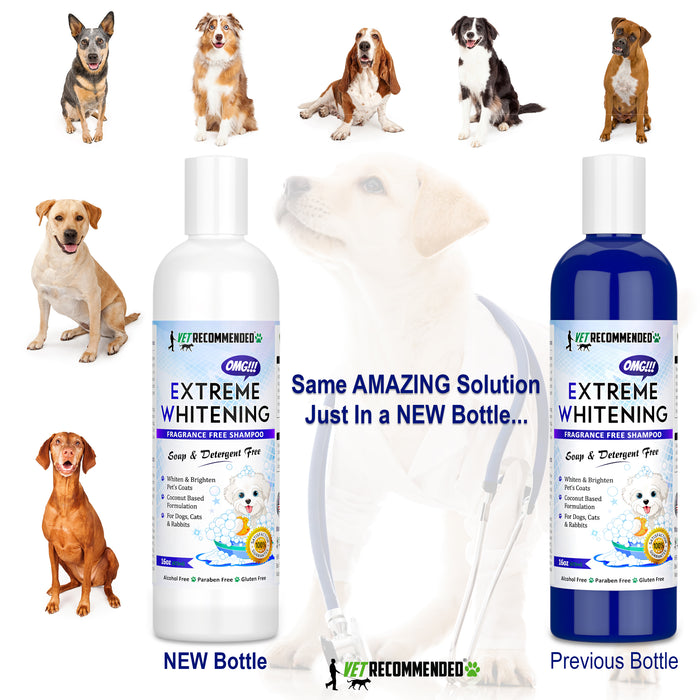 OMG Extreme Dog Whitening Shampoo - Coconut Based -  No Harsh Soaps or Detergents - 16oz/473ml