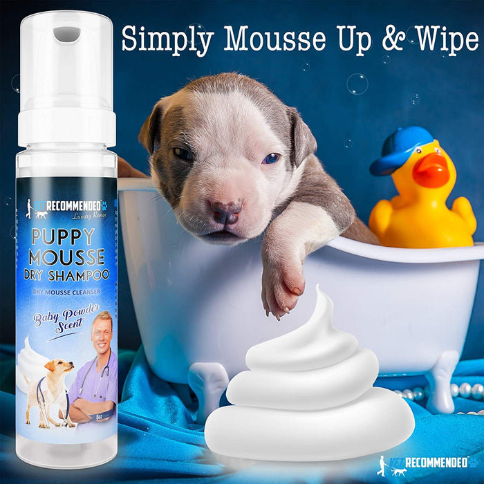 Waterless Puppy Shampoo Mousse - No Rinse - Fur Baby Powder Scent - 8oz/240ml