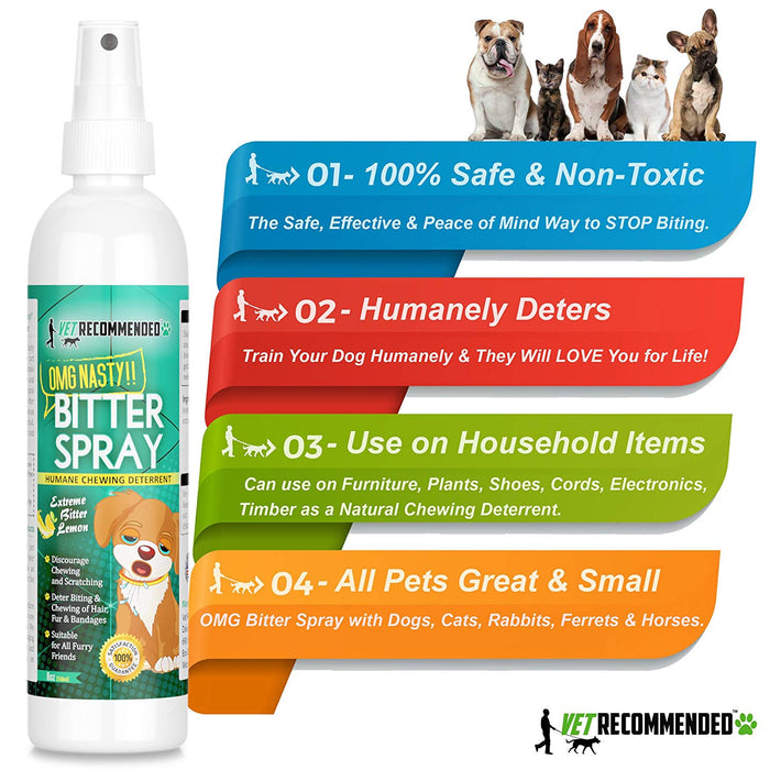 Bitter Lemon Spray For Dogs - Anti Chew Dog Training Tool - 8oz/240ml