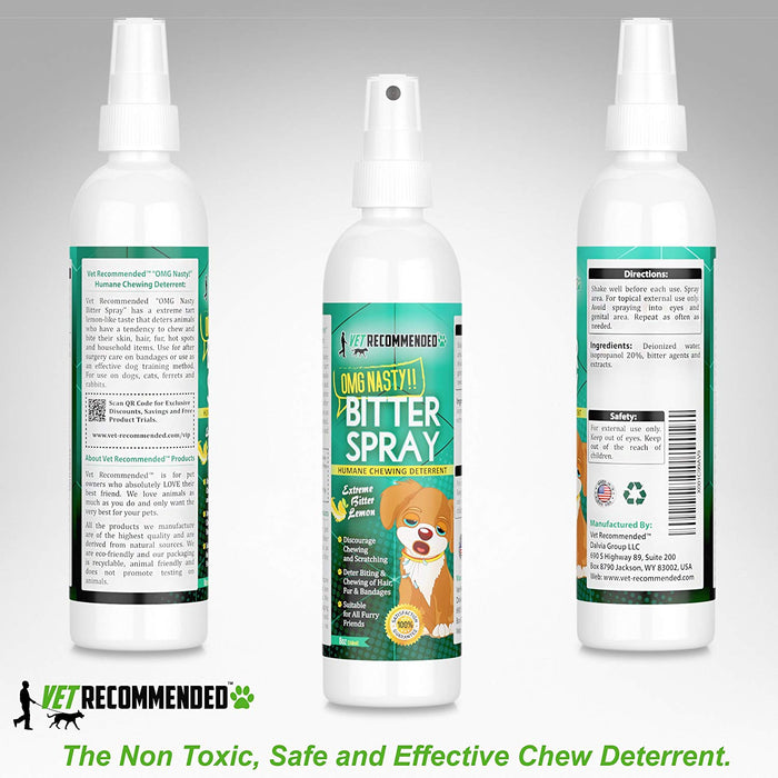 Bitter Lemon Spray For Dogs - Anti Chew Dog Training Tool - 8oz/240ml