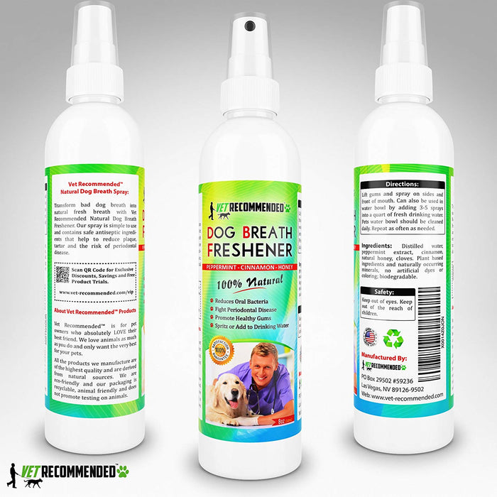 Dog Breath Freshener - 100% All Natural Ingredients - 8oz/240ml