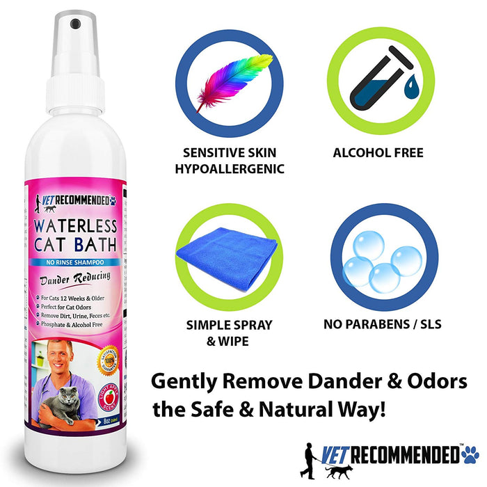 Waterless No Rinse Cat Shampoo - Light Apple Extract Scent - 8oz/240ml