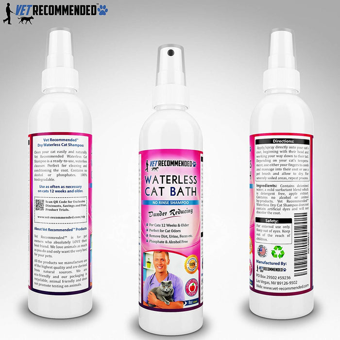 Waterless No Rinse Cat Shampoo - Light Apple Extract Scent - 8oz/240ml