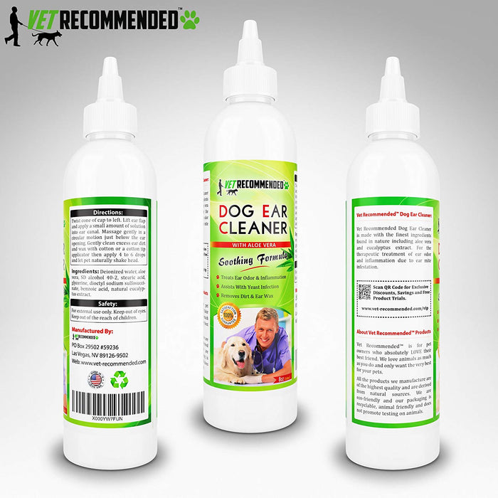 Dog Ear Cleanser - With Natural Aloe Vera - 8oz/240ml