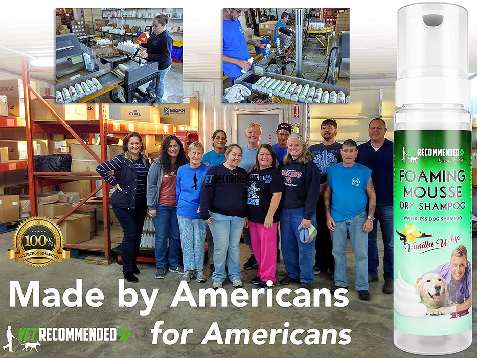 Waterless Dog Shampoo Mousse - No Rinse - Vanilla Whip Scent - 8oz/240ml