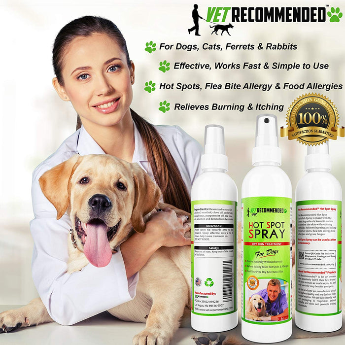 Hot Spot Treatment For Dogs - All Natural Anti-Itch for Allergies Relief - 8oz/240ml