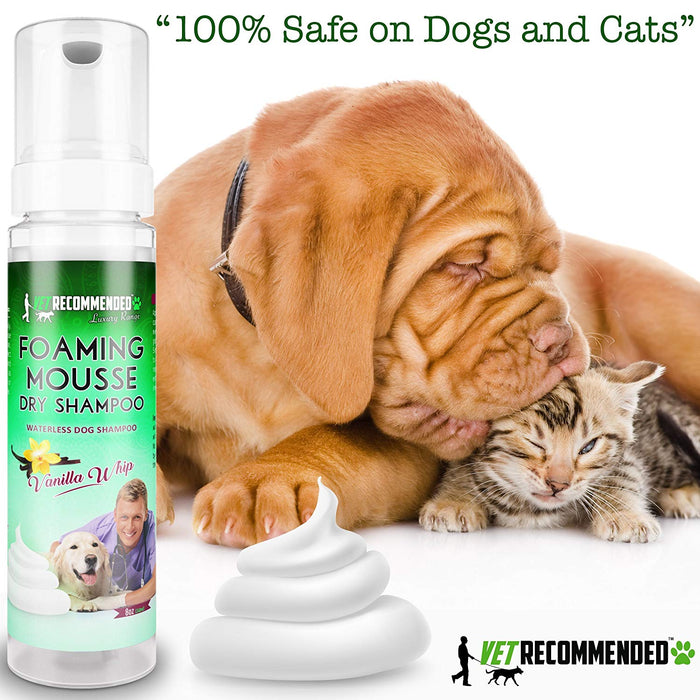 Waterless Dog Shampoo Mousse - No Rinse - Vanilla Whip Scent - 8oz/240ml
