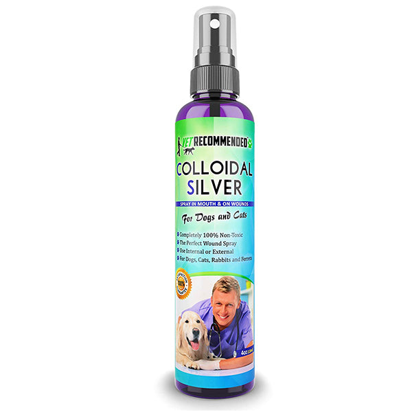 Colloidal Silver for Pets - Works as Natural Hot Spot Treatment - Non-Toxic - 4oz & 8oz