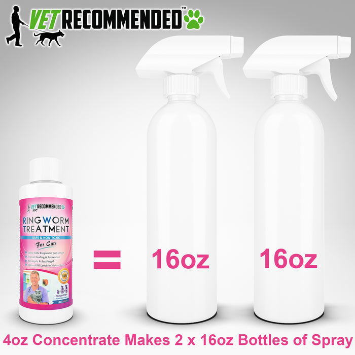 Ringworm Treatment for Cats - 4oz Concentrate Makes Two 16oz Bottles