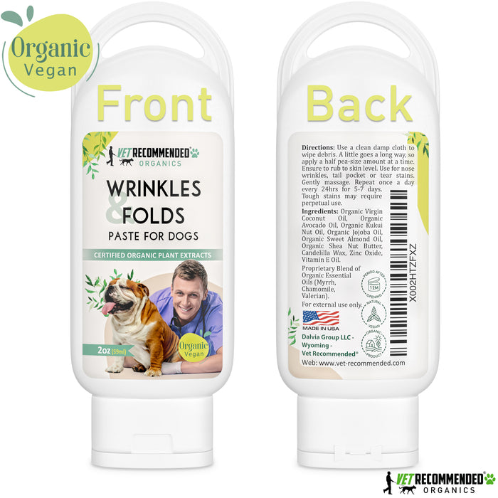 Organic Vegan Wrinkle Cream for Bulldogs - Pugs, Frenchies  - 2oz/59ml