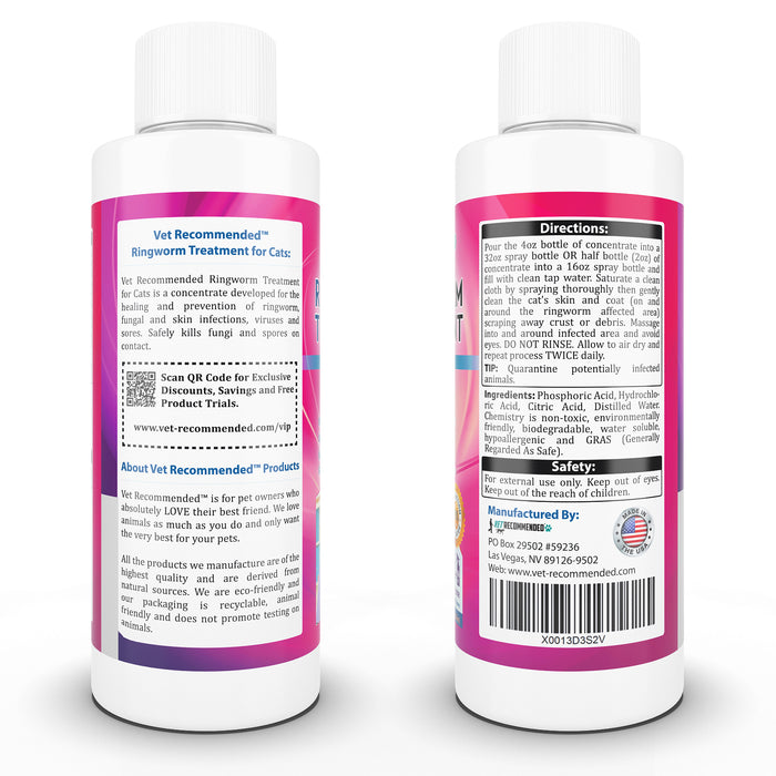 Ringworm Treatment for Cats - 4oz Concentrate Makes Two 16oz Bottles