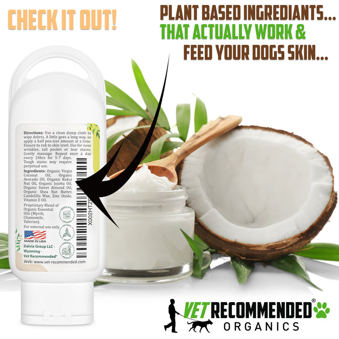 Organic Vegan Wrinkle Cream for Bulldogs - Pugs, Frenchies  - 2oz/59ml