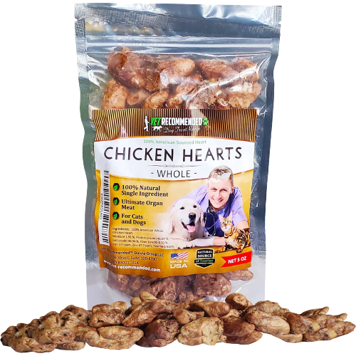 Whole Chicken Hearts (Giant 5oz Bag) Natural Source of Taurine. USA Made.
