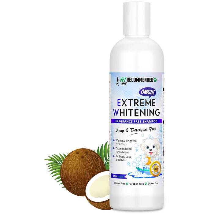 OMG Extreme Dog Whitening Shampoo - Coconut Based -  No Harsh Soaps or Detergents - 16oz/473ml