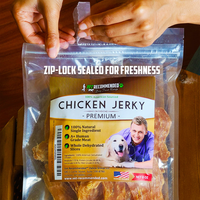 Chicken Jerky for Dogs - Single Ingredient - No Preservatives - Whole Dehydrated Chicken (8oz)