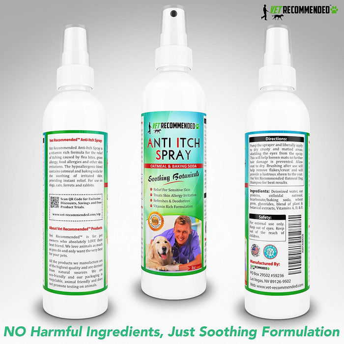 Anti-Itch Oatmeal & Baking Soda Spray - Calming of Skin for Insect Bites & Itchiness - 8oz/240ml