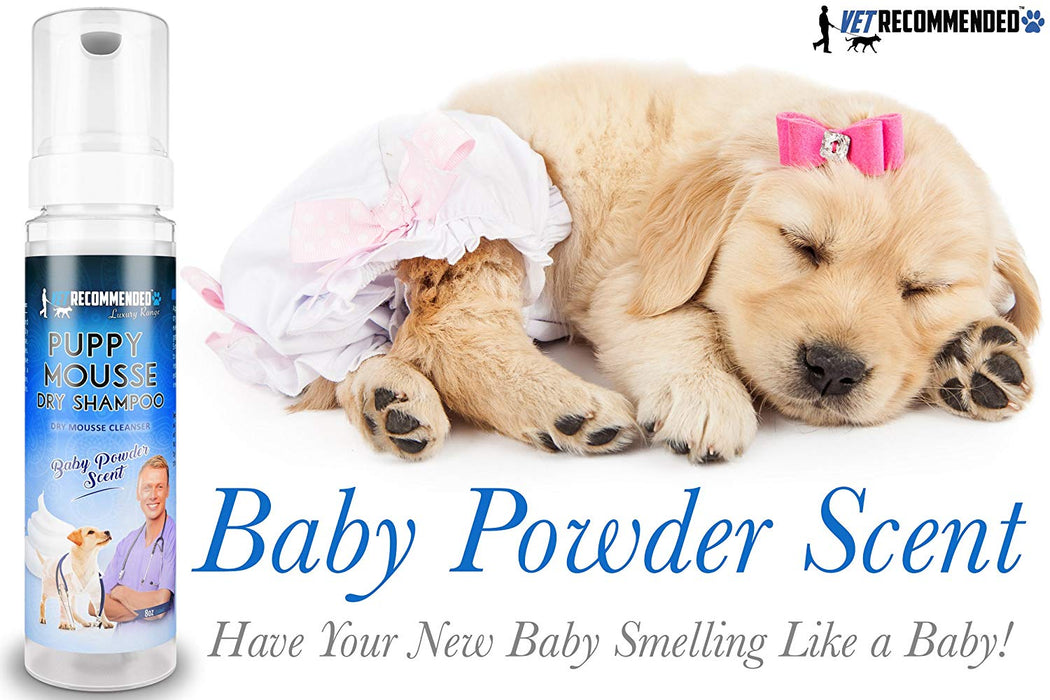 Waterless Puppy Shampoo Mousse - No Rinse - Fur Baby Powder Scent - 8oz/240ml