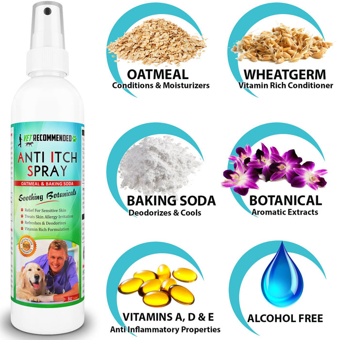 Anti-Itch Oatmeal & Baking Soda Spray - Calming of Skin for Insect Bites & Itchiness - 8oz/240ml