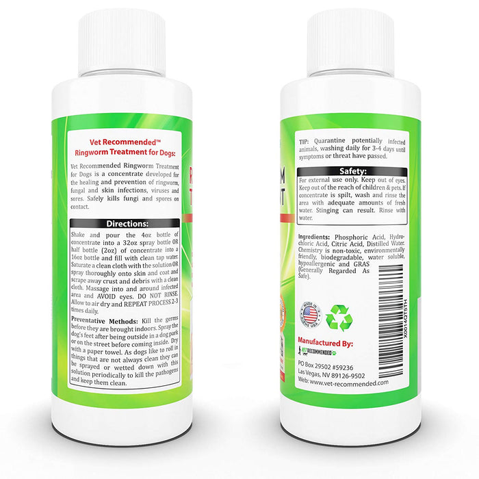 Ringworm Treatment for Dogs - 4oz Concentrate Makes Two 16oz Bottles