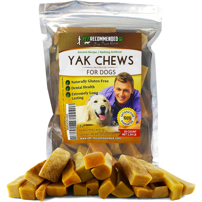 Yak Chew - 20ct - 1.54lbs - Dog Chews Long Lasting - The 100% Natural Healthy Dog Chew